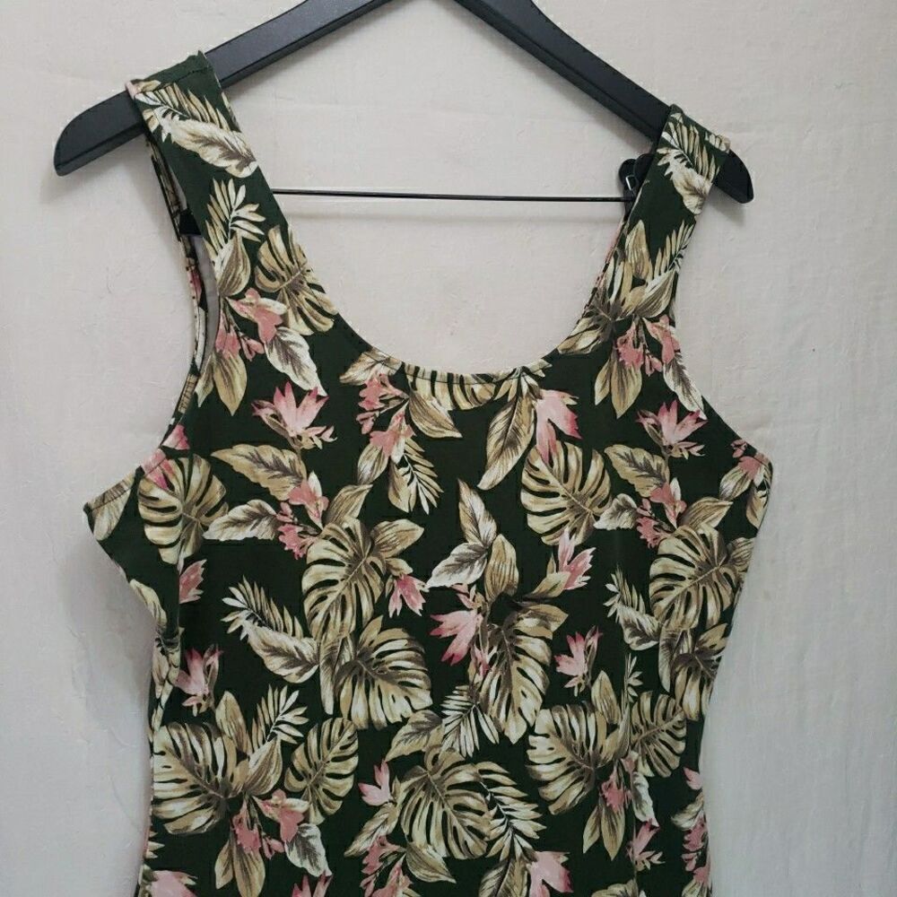 NWT Forever 21 Forrest Green Floral Leaves Short Length Dress Junior Size 1X - Picture 2 of 9